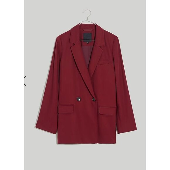 Madewell $178 Drapeweave Caldwell Double-Breasted Blazer Cabernet Size XS NH328 - Picture 1 of 12